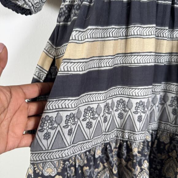 Sea New York Tasha Dress Womens M/L Gray Floral Puff Sleeve Cottagecore Peasant - Picture 7 of 15